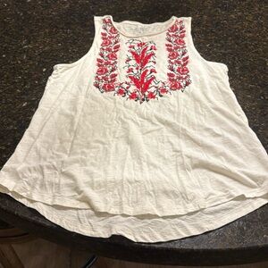 Lucky Brand Cross Stitch Embroidered Tank Top